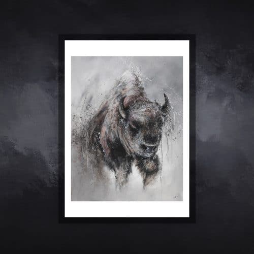 bison01-tableau-figuratif-animaux-virginie-ayala